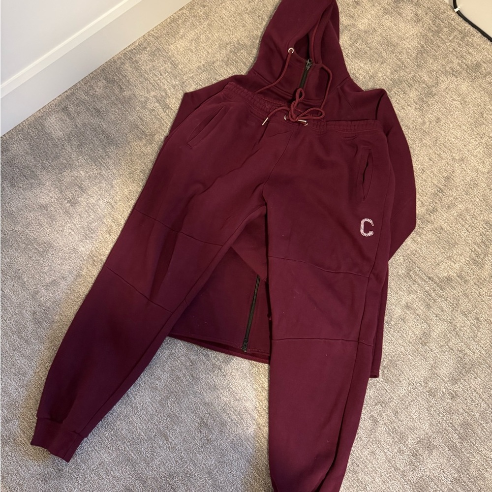 Men’s Burgundy Hooded Jumpsuit Closet INC